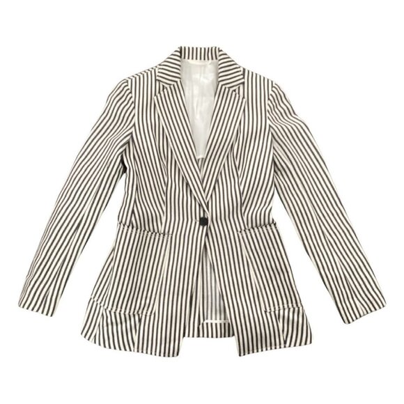 3.1 Phillip Lim Striped One-Button Blazer Navy/Ivory Size 0 / VECA - Picture 1 of 4